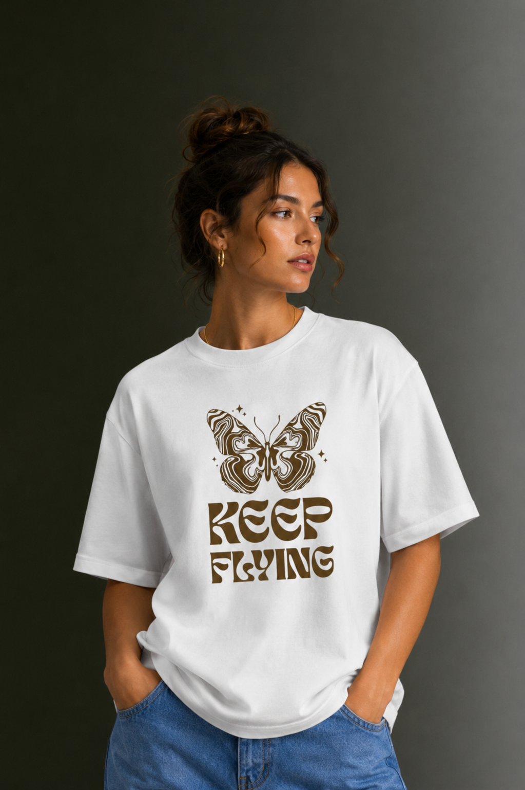 Women Drop Shoulder Front Printed T-Shirt | OUTPUFF