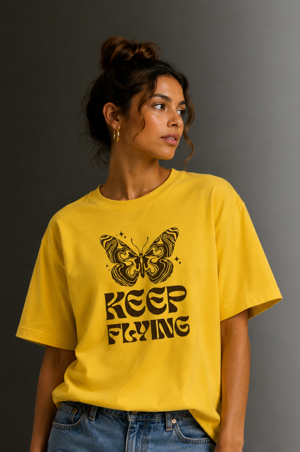 Women Drop Shoulder Front Printed T-Shirt | OUTPUFF