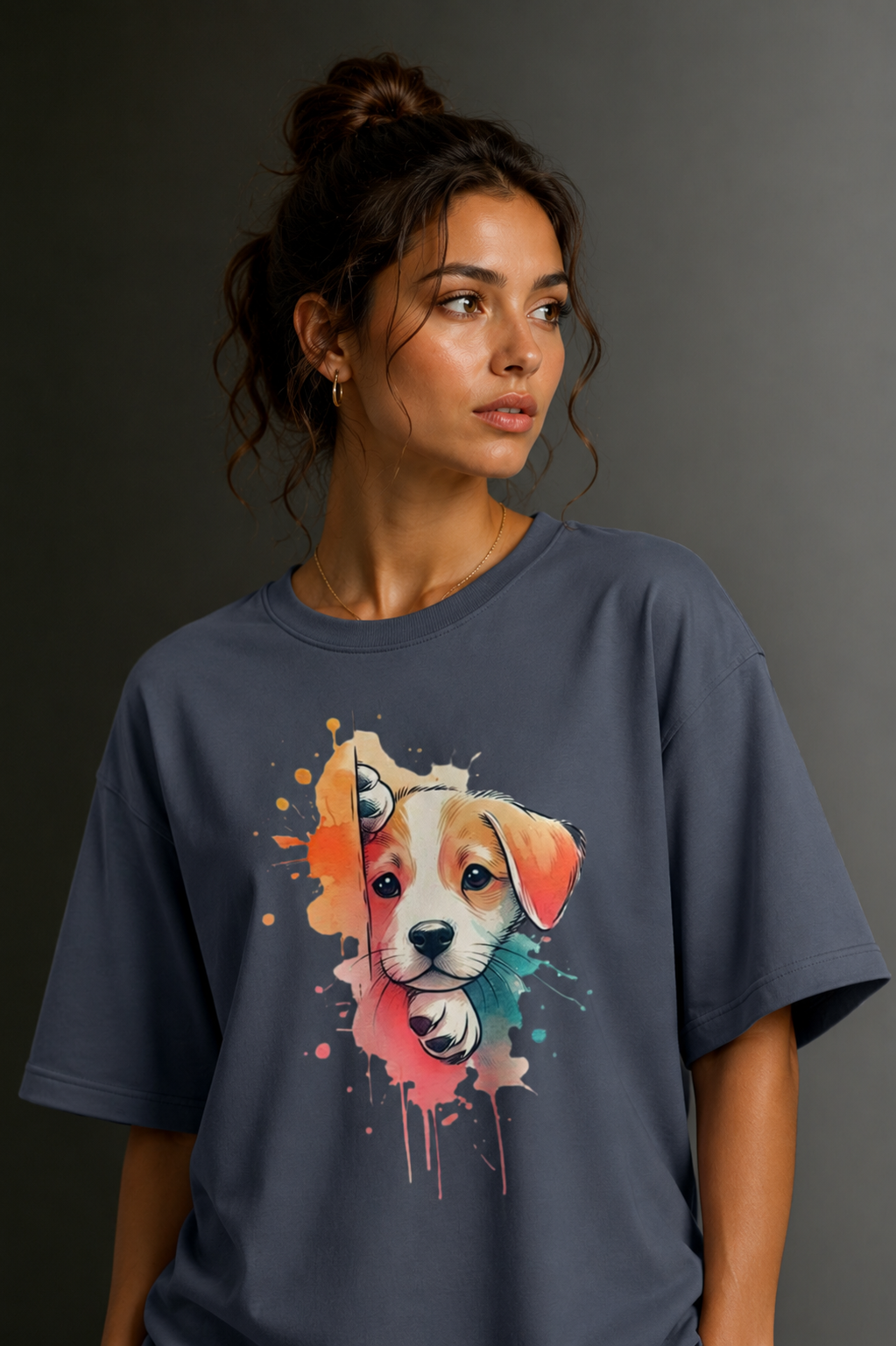 Women Drop Shoulder Front Printed T-Shirt | OUTPUFF