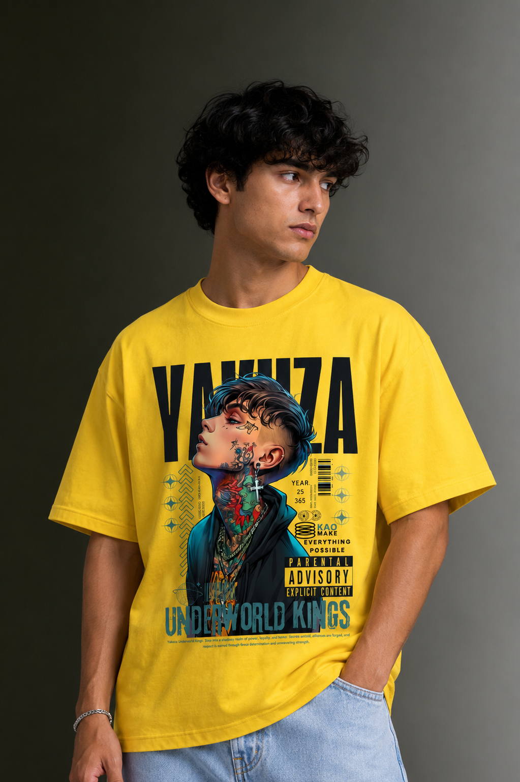 Men's Drop Shoulder Front Printed T-Shirt | Graphic Tee | OUTPUFF