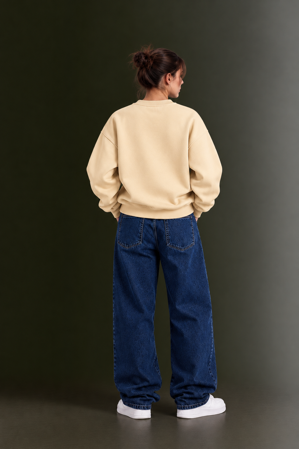 OUTPUFF Oversized Drop Shoulder Crew Neck Sweatshirt