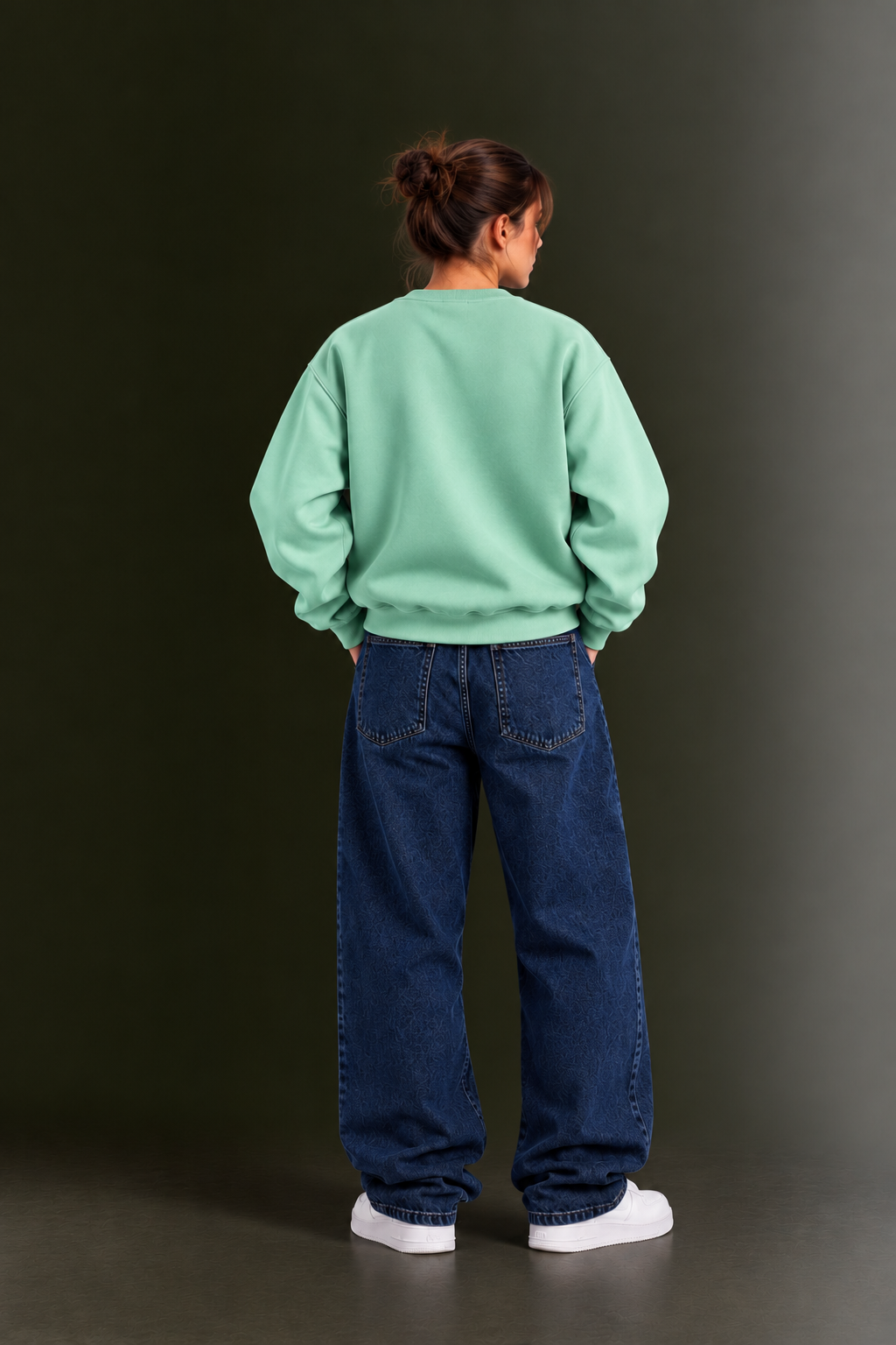 OUTPUFF Oversized Drop Shoulder Crew Neck Sweatshirt