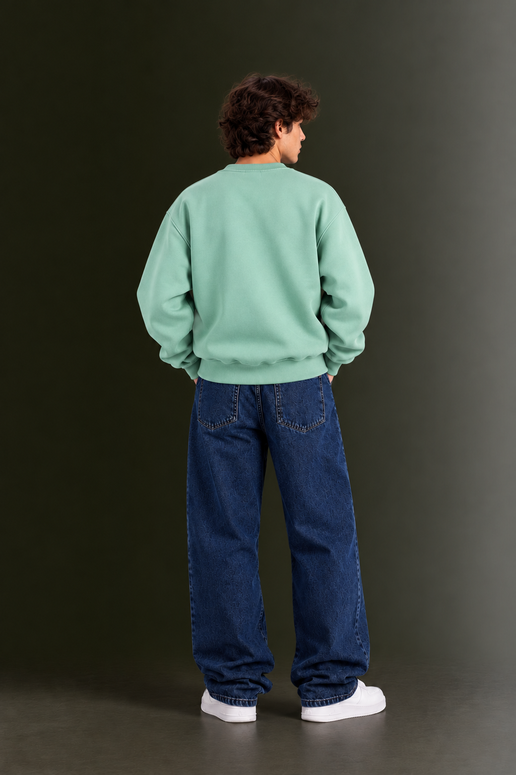 OUTPUFF Oversized Drop Shoulder Crew Neck Sweatshirt