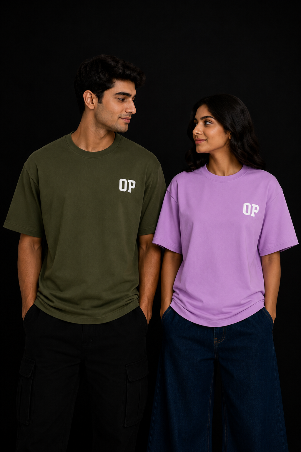Couple Plain Drop Shoulder T-Shirt | OUTPUFF