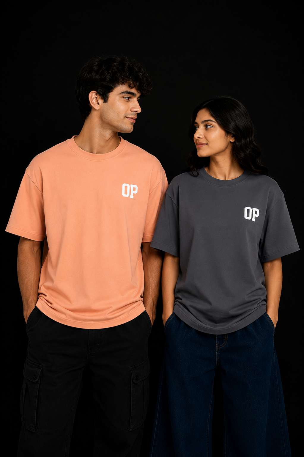 Couple Plain Drop Shoulder T-Shirt | OUTPUFF
