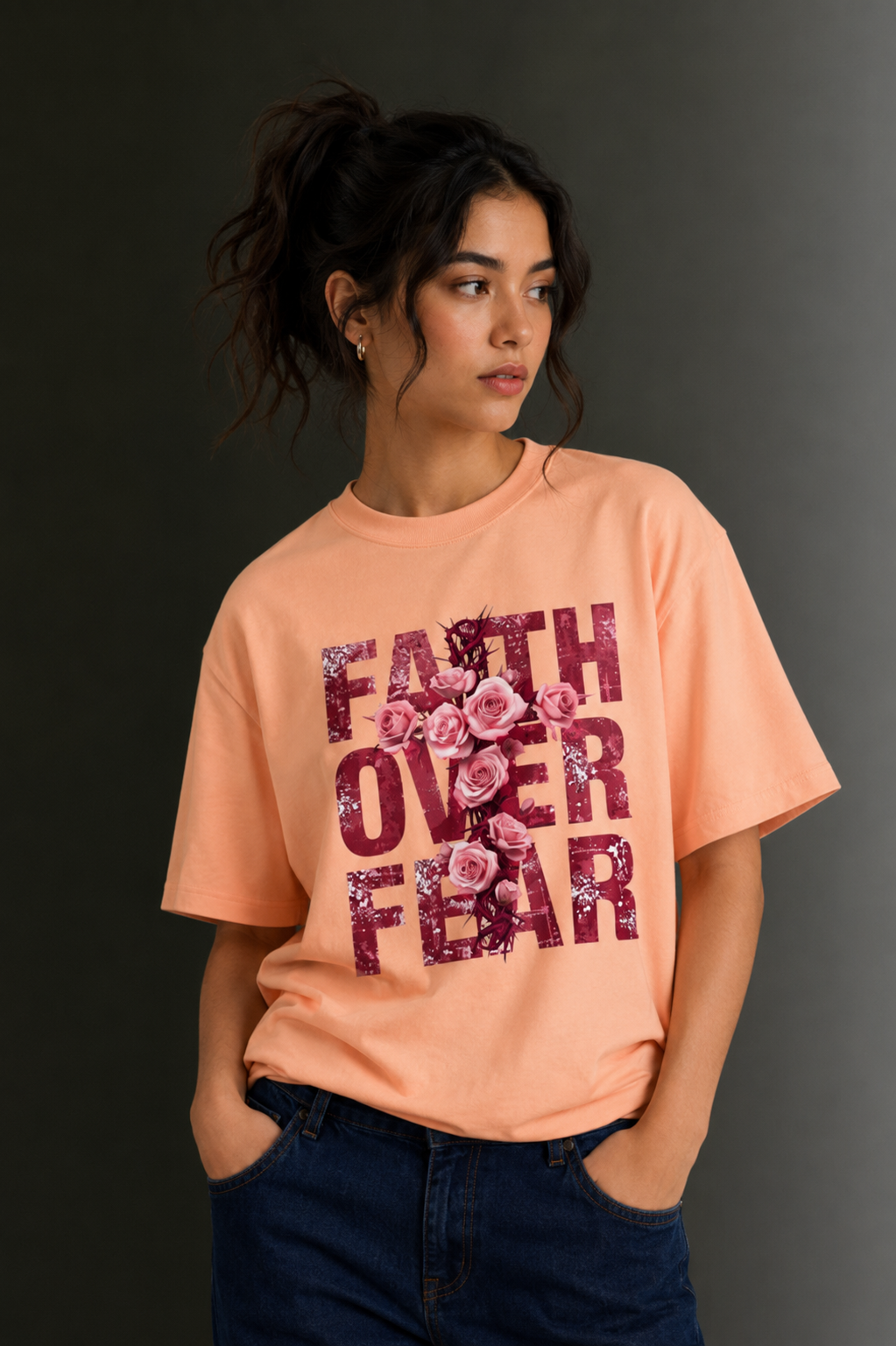 Women Drop Shoulder Front Printed T-Shirt | OUTPUFF