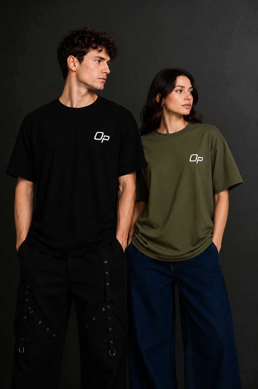 Couple Plain Drop Shoulder T-Shirt | OUTPUFF