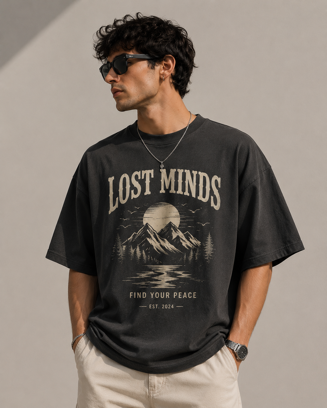 MENS DROP SHOULDER T-SHIRT (PRINTED)