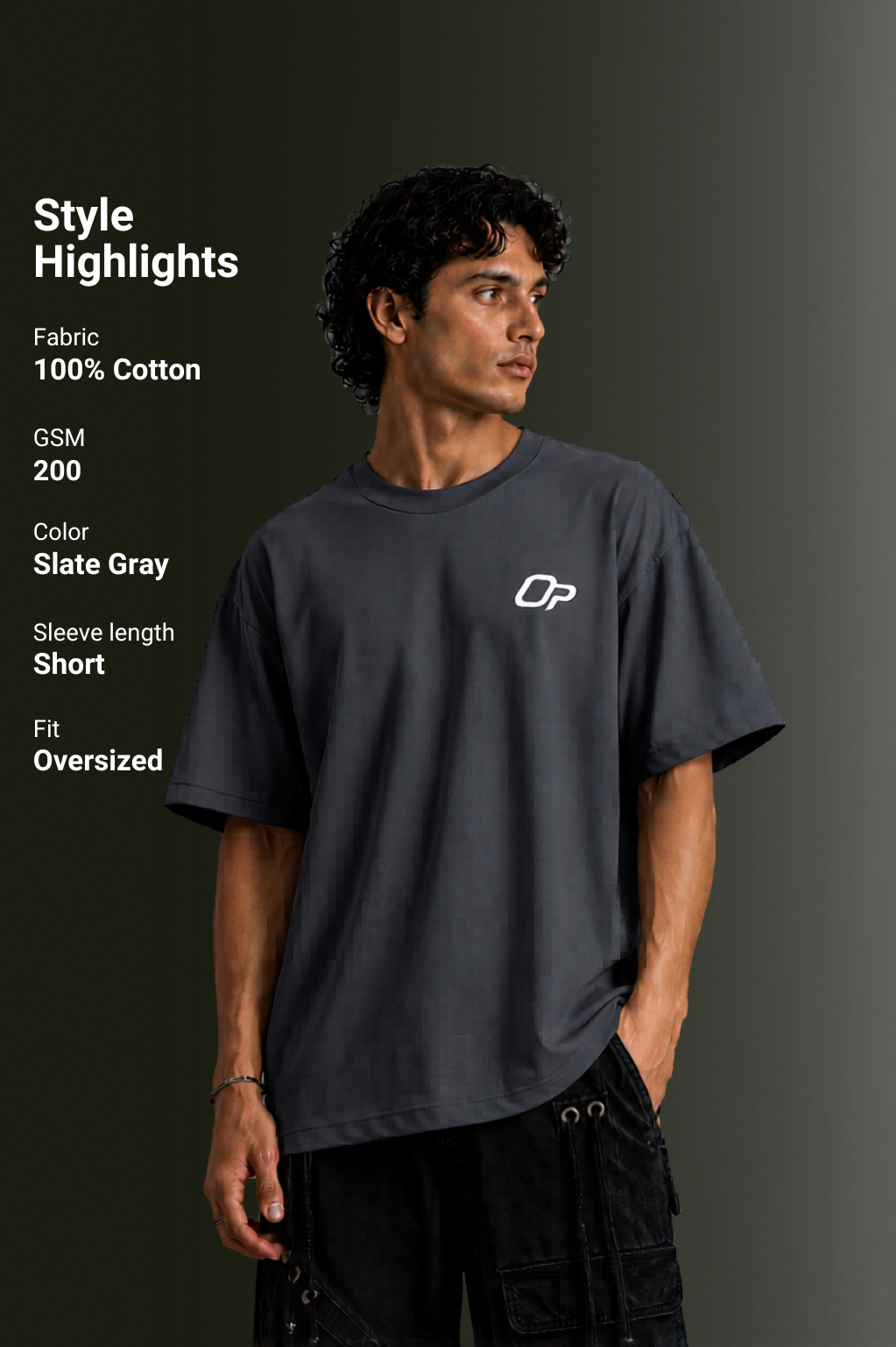 MENS DROP SHOULDER (SLATE GREY)