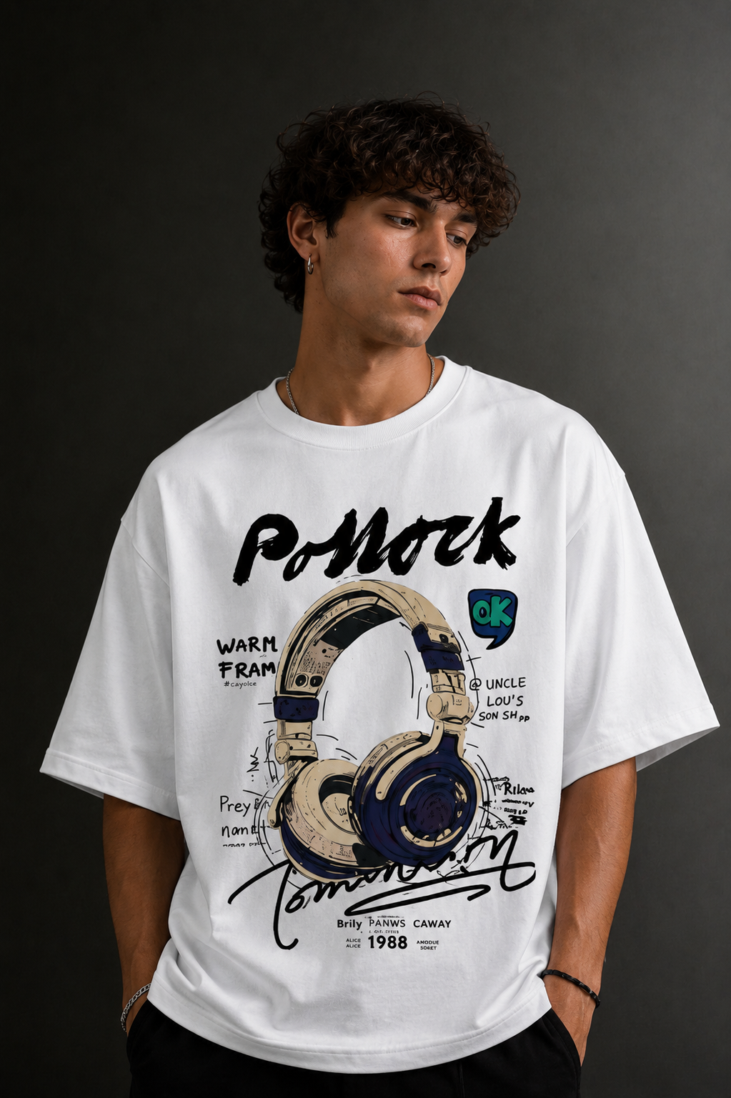 Men's Drop Shoulder Front Printed T-Shirt | Graphic Tee | OUTPUFF