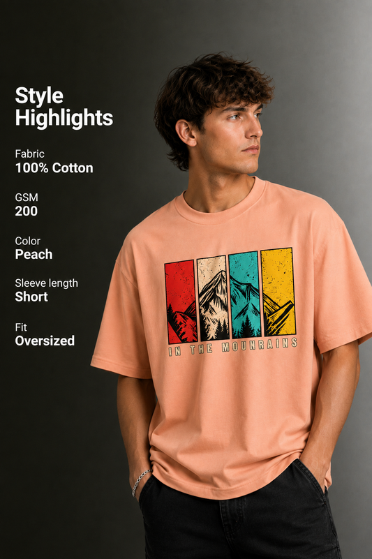 Men's Drop Shoulder Front Printed T-Shirt | Graphic Tee | OUTPUFF