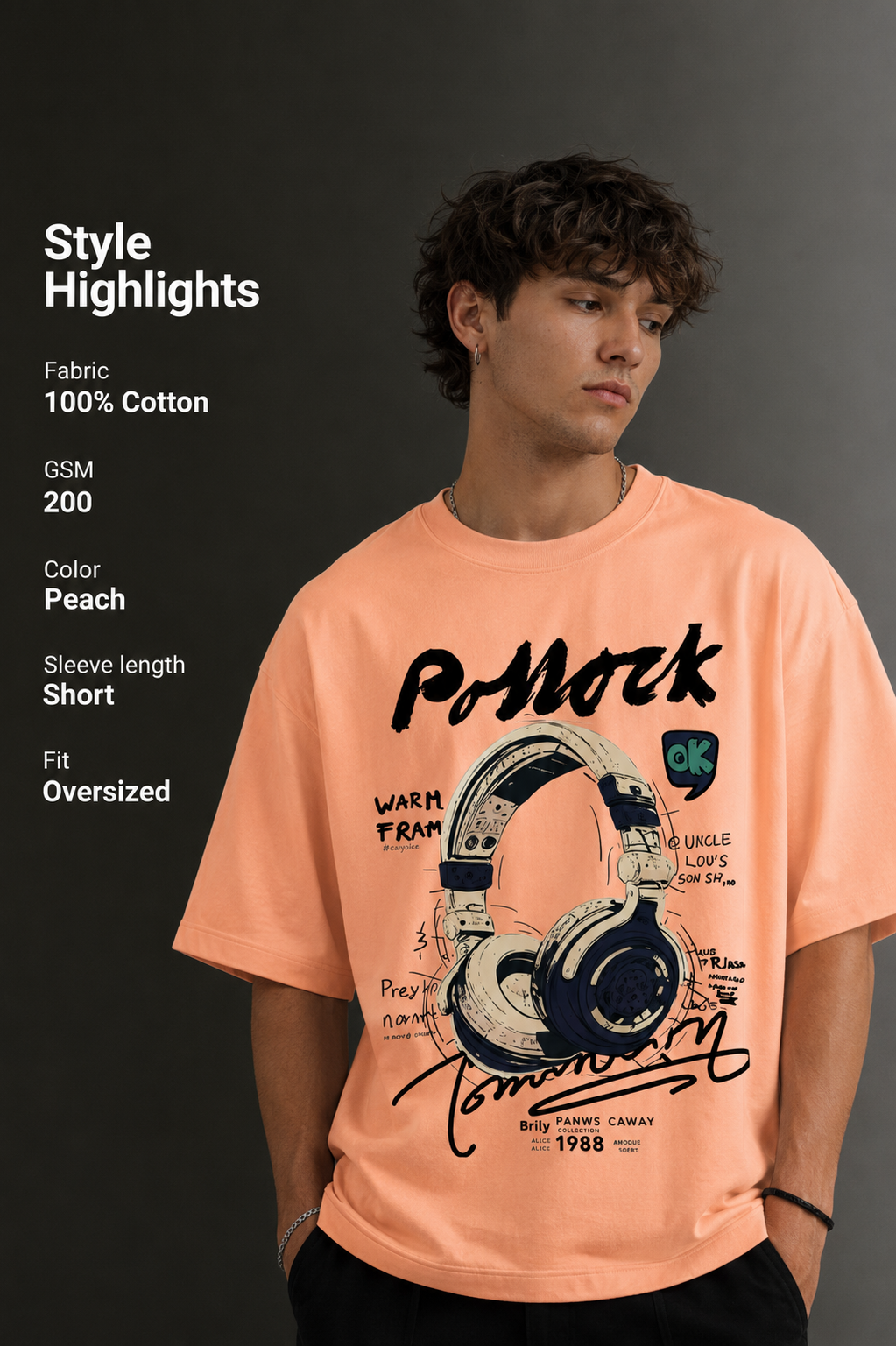 Men's Drop Shoulder Front Printed T-Shirt | Graphic Tee | OUTPUFF