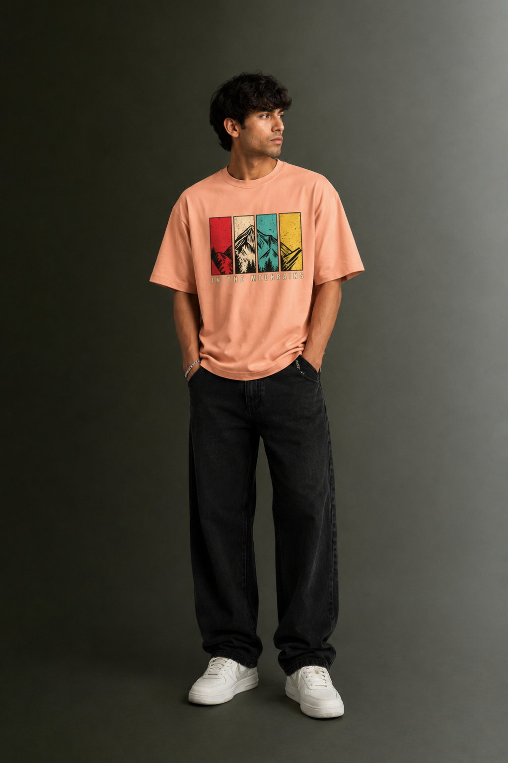 Men's Drop Shoulder Front Printed T-Shirt | Graphic Tee | OUTPUFF