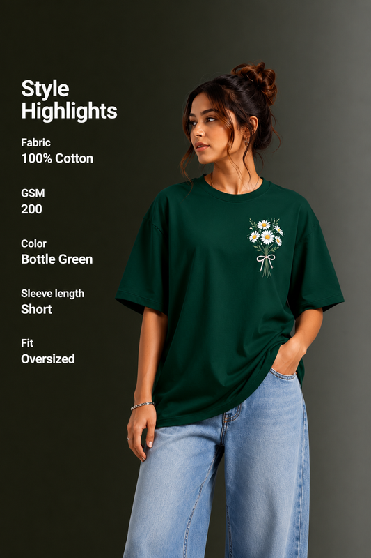 Women's Front & Back Printed Drop Shoulder T-Shirt | OUTPUFF