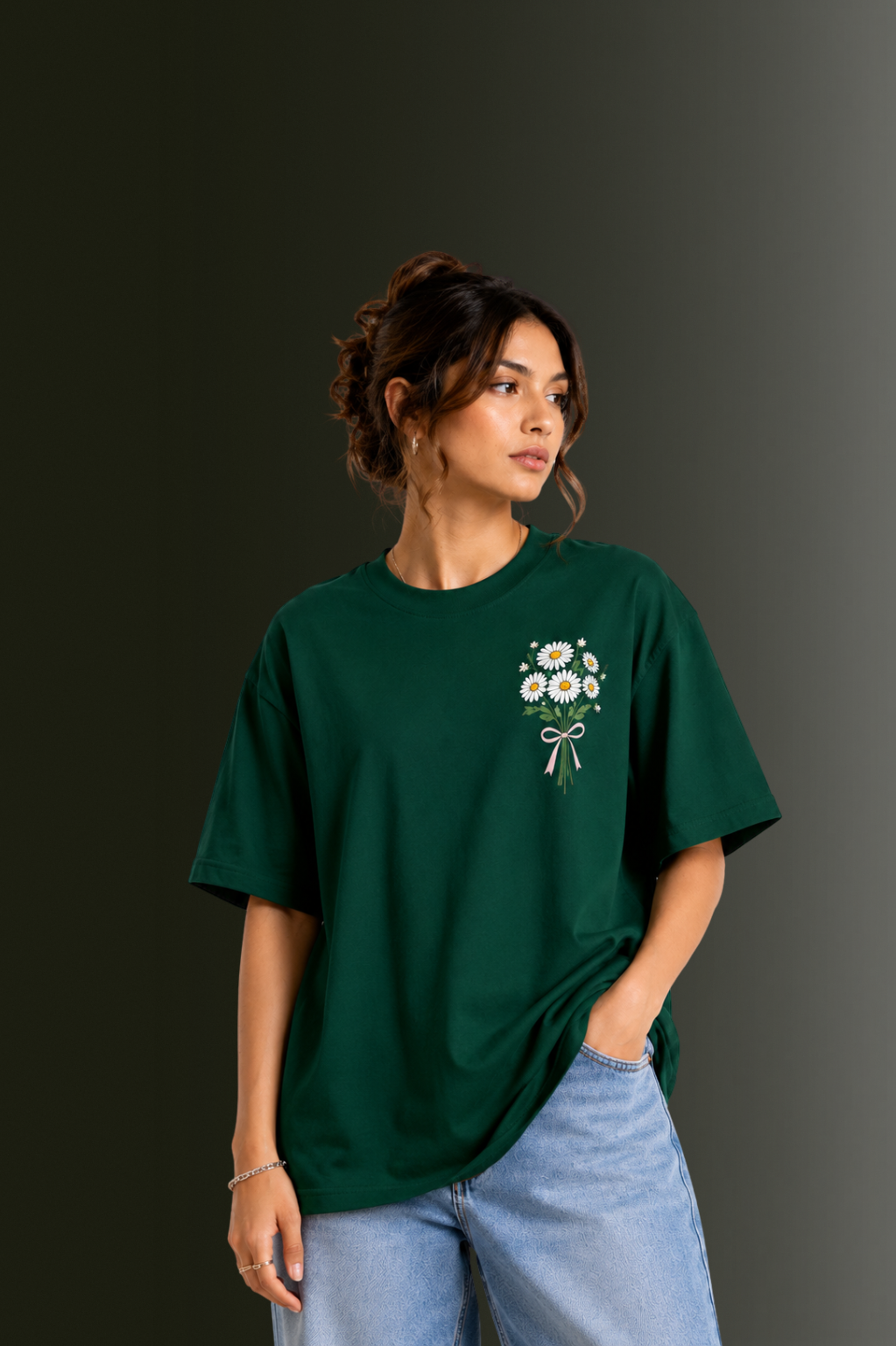 Women's Front & Back Printed Drop Shoulder T-Shirt | OUTPUFF
