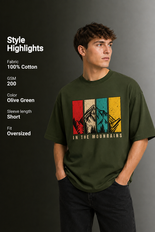 Men's Drop Shoulder Front Printed T-Shirt | Graphic Tee | OUTPUFF