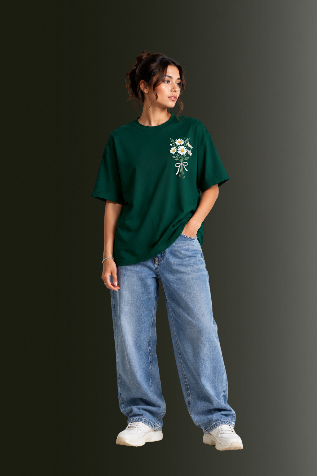 Women's Front & Back Printed Drop Shoulder T-Shirt | OUTPUFF