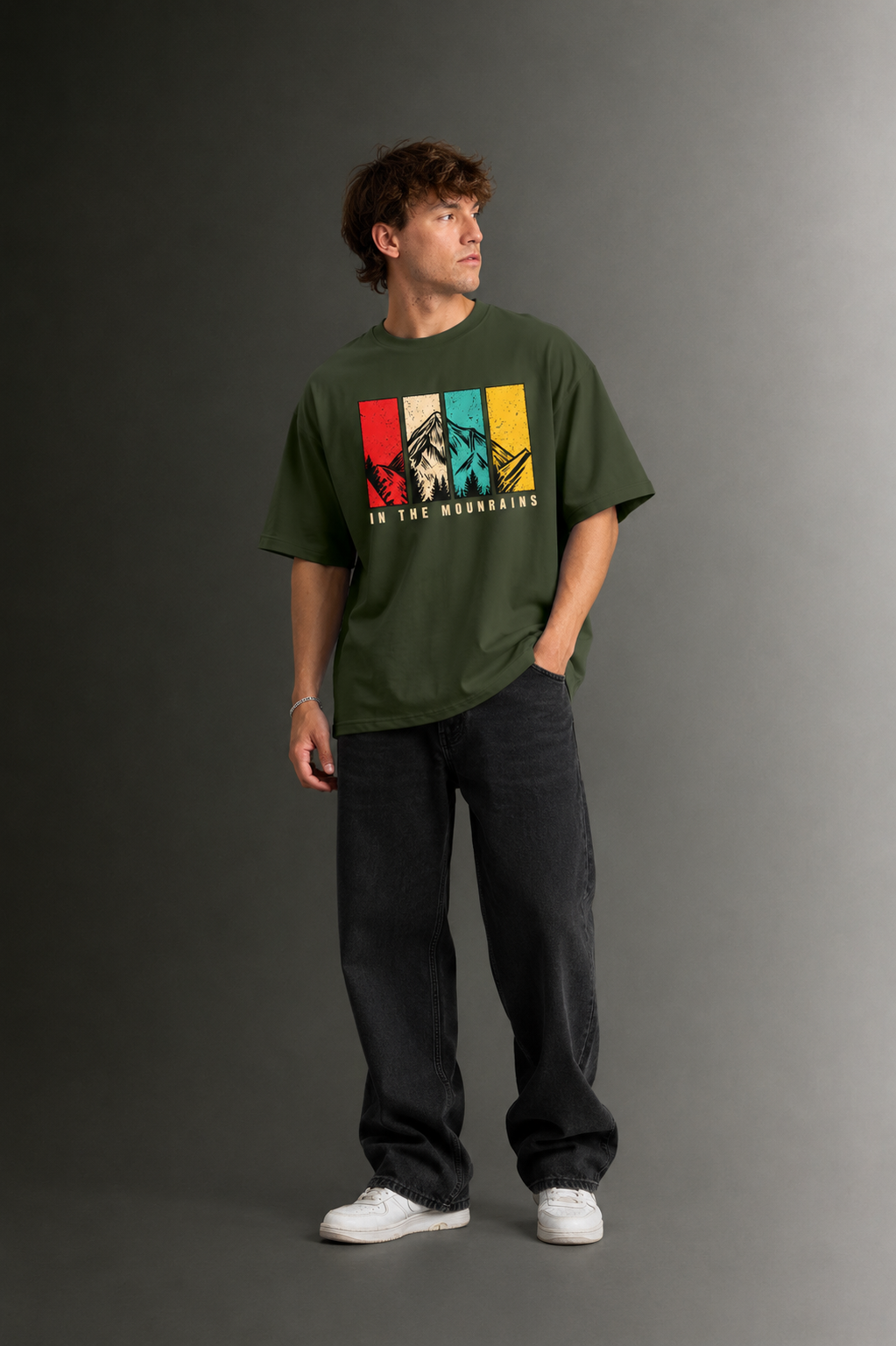 Men's Drop Shoulder Front Printed T-Shirt | Graphic Tee | OUTPUFF
