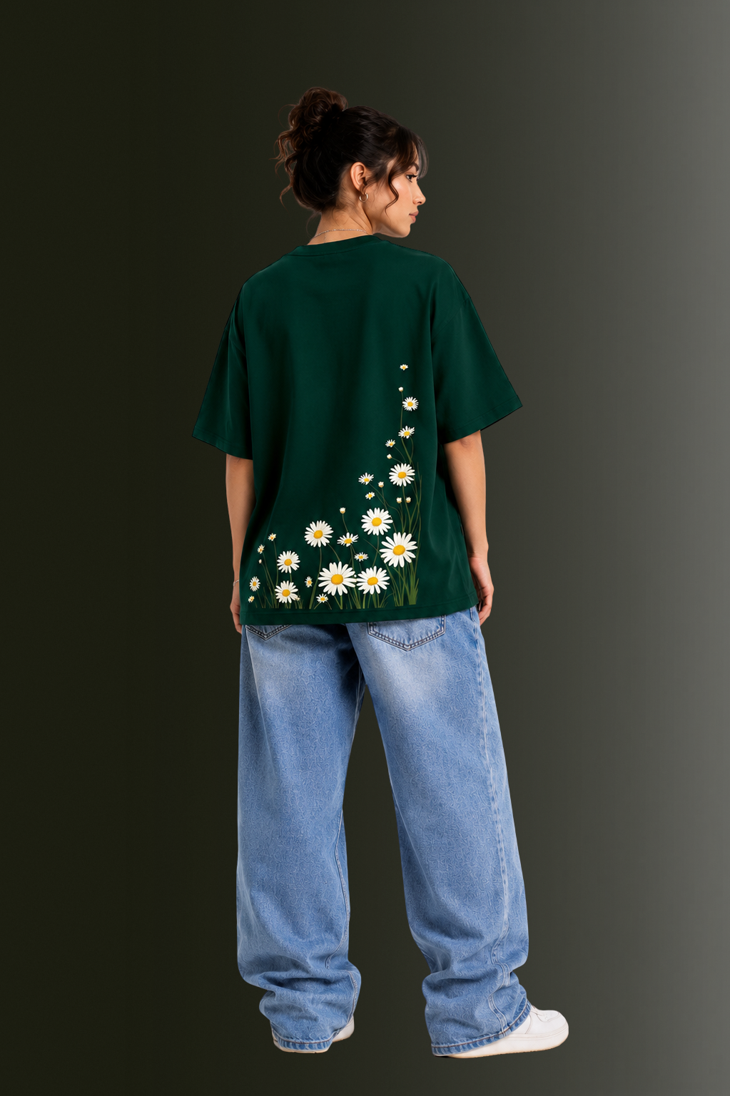 Women's Front & Back Printed Drop Shoulder T-Shirt | OUTPUFF