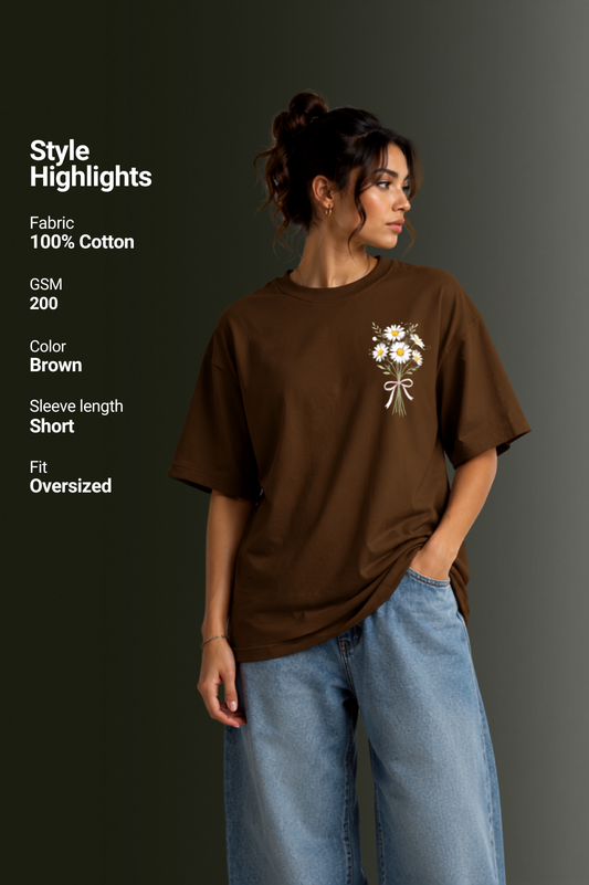 Women's Front & Back Printed Drop Shoulder T-Shirt | OUTPUFF