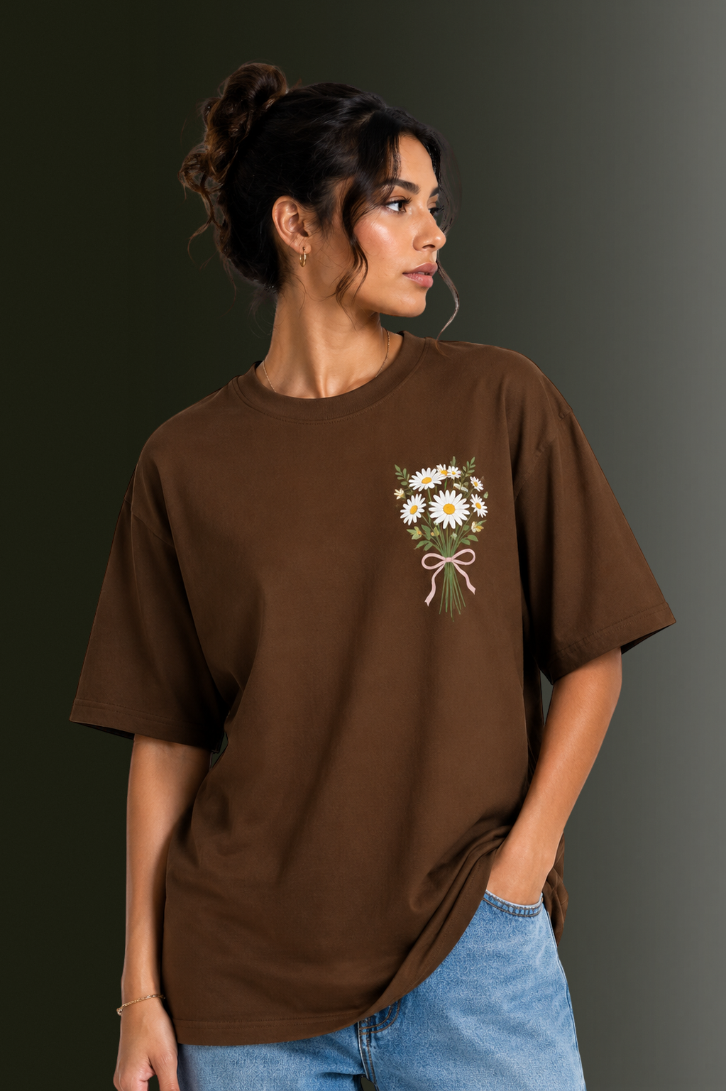 Women's Front & Back Printed Drop Shoulder T-Shirt | OUTPUFF