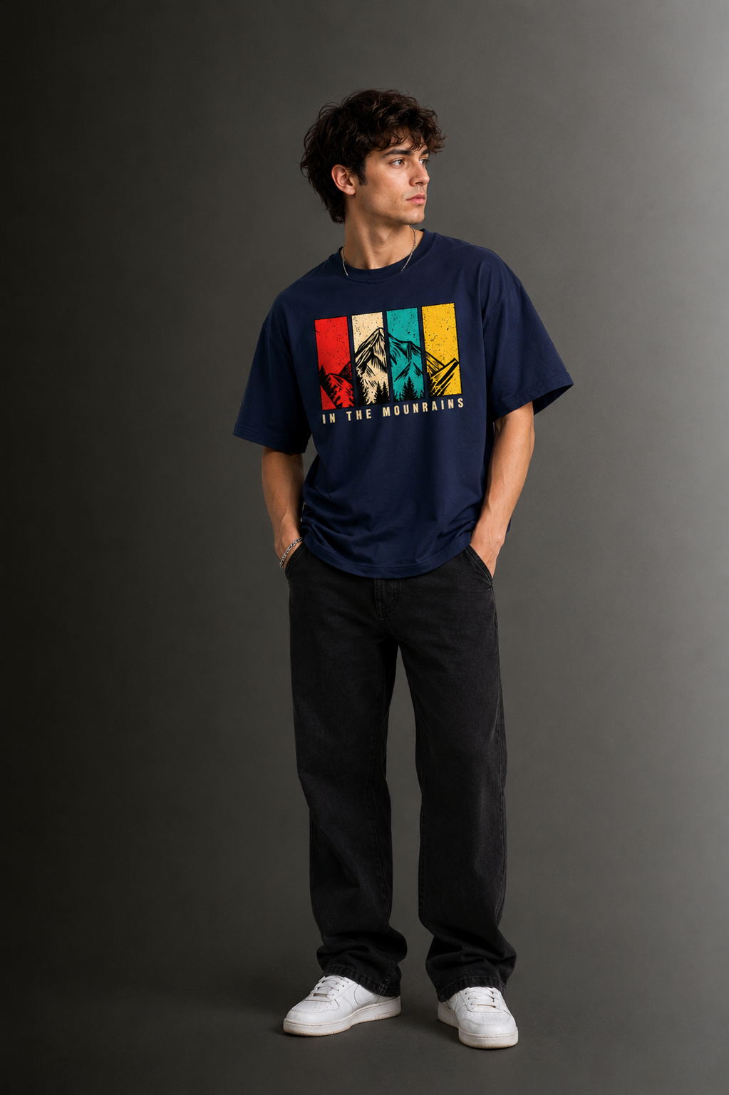 Men's Drop Shoulder Front Printed T-Shirt | Graphic Tee | OUTPUFF