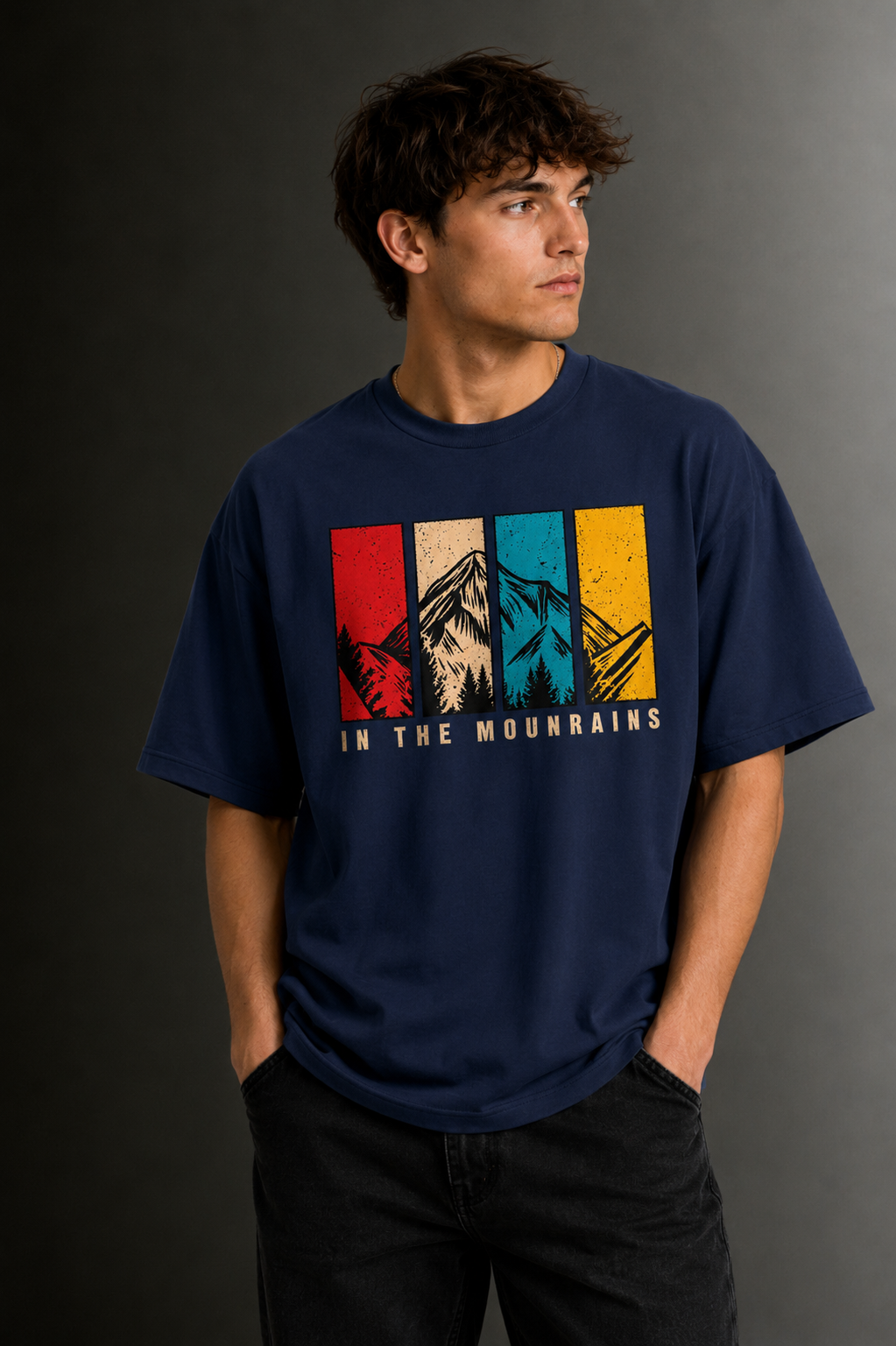 Men's Drop Shoulder Front Printed T-Shirt | Graphic Tee | OUTPUFF