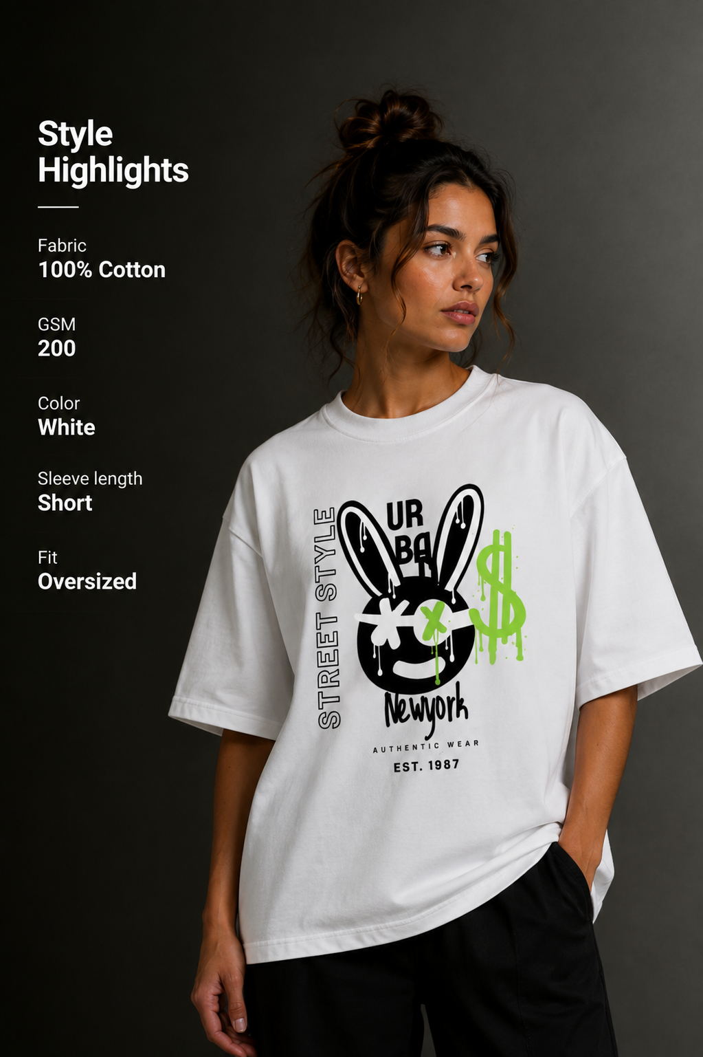 Women Drop Shoulder Front Printed T-Shirt | OUTPUFF