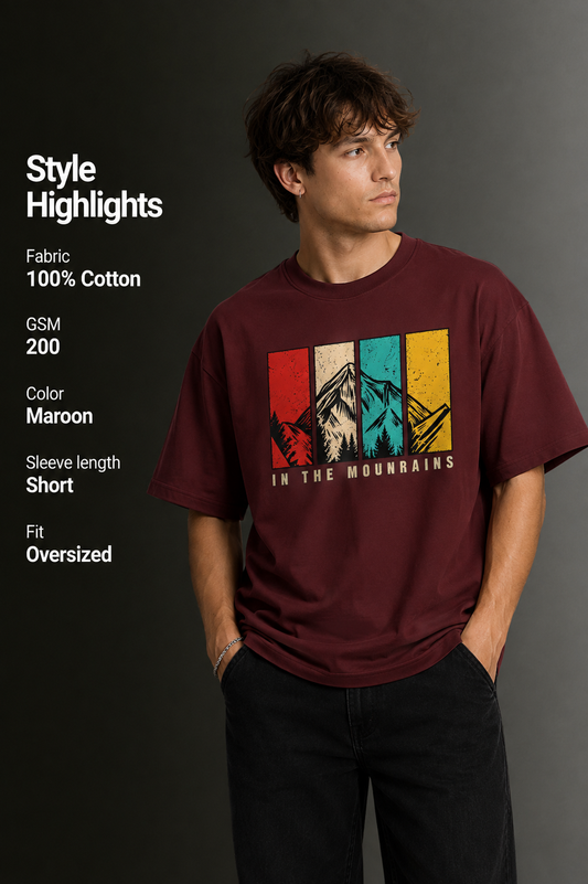 Men's Drop Shoulder Front Printed T-Shirt | Graphic Tee | OUTPUFF