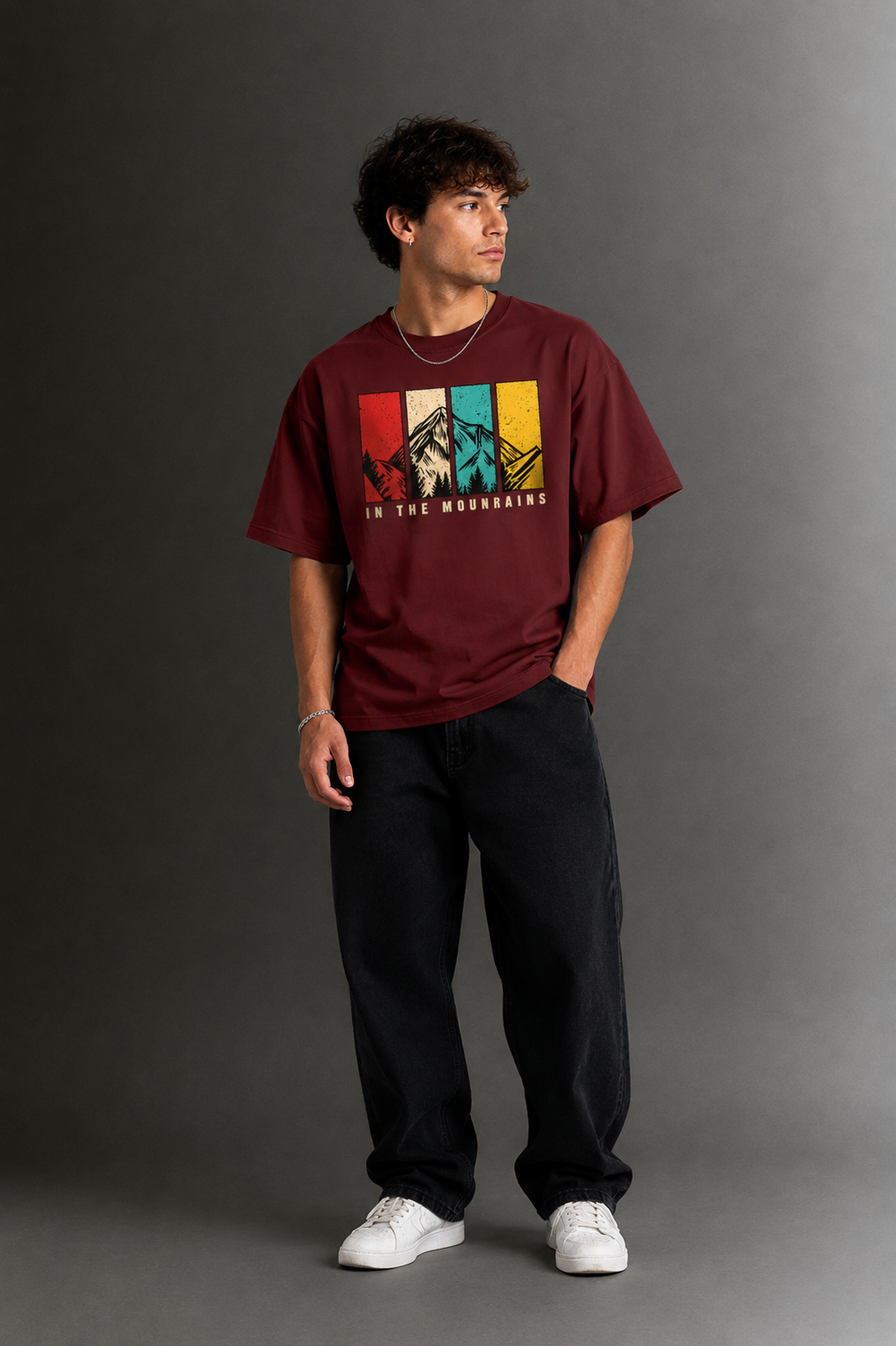Men's Drop Shoulder Front Printed T-Shirt | Graphic Tee | OUTPUFF