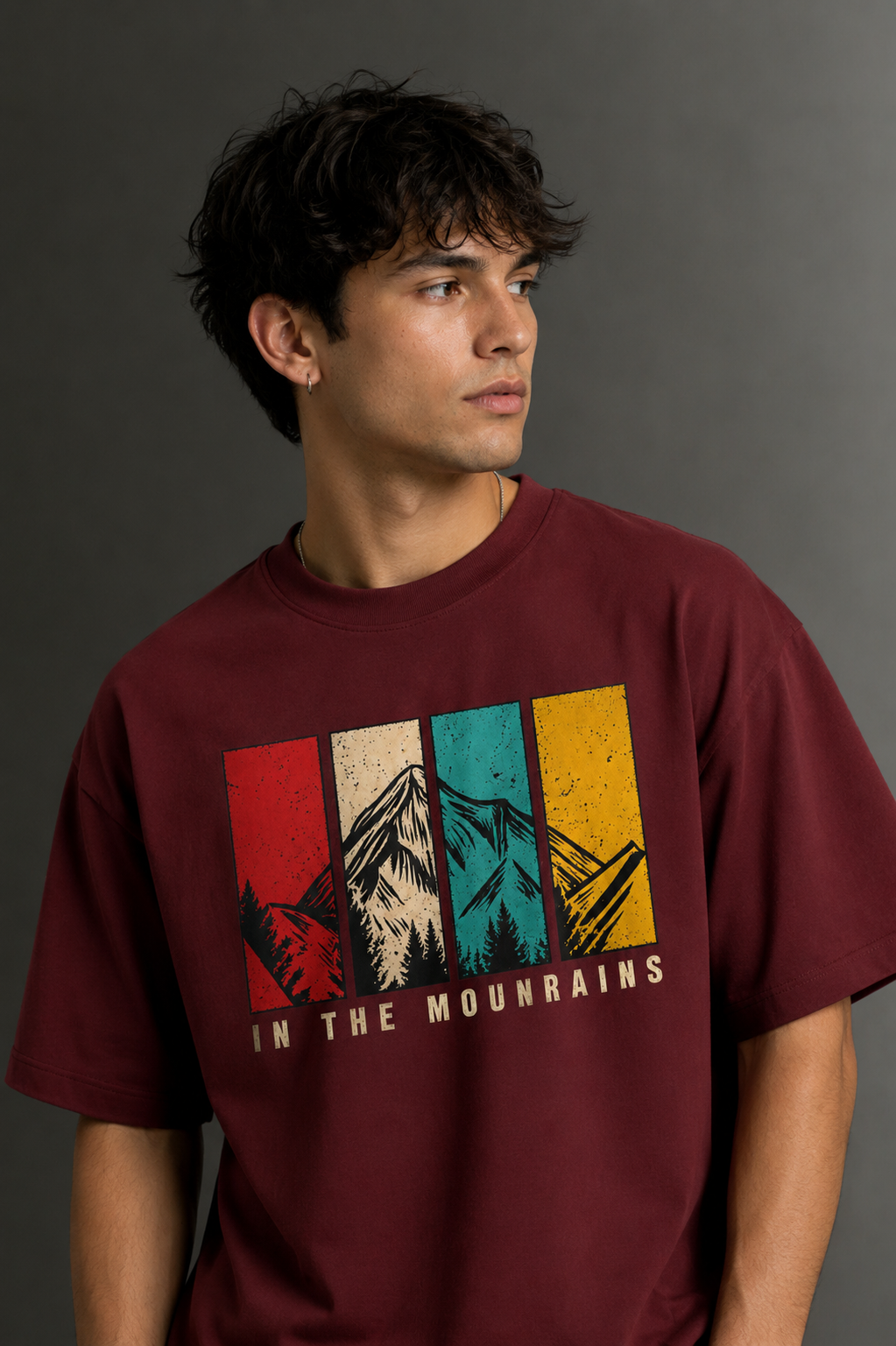 Men's Drop Shoulder Front Printed T-Shirt | Graphic Tee | OUTPUFF