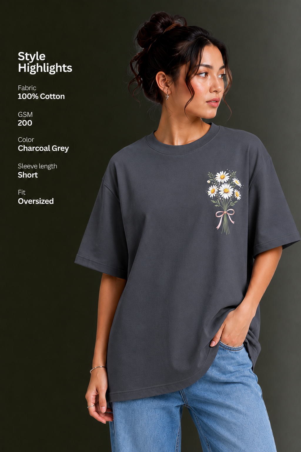 Women's Front & Back Printed Drop Shoulder T-Shirt | OUTPUFF