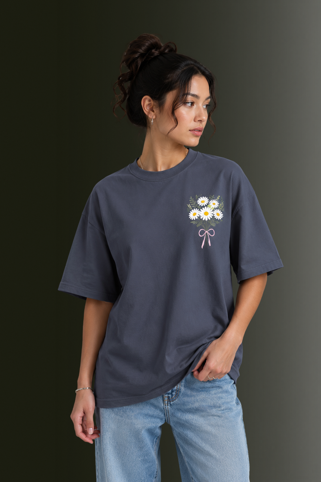 Women's Front & Back Printed Drop Shoulder T-Shirt | OUTPUFF