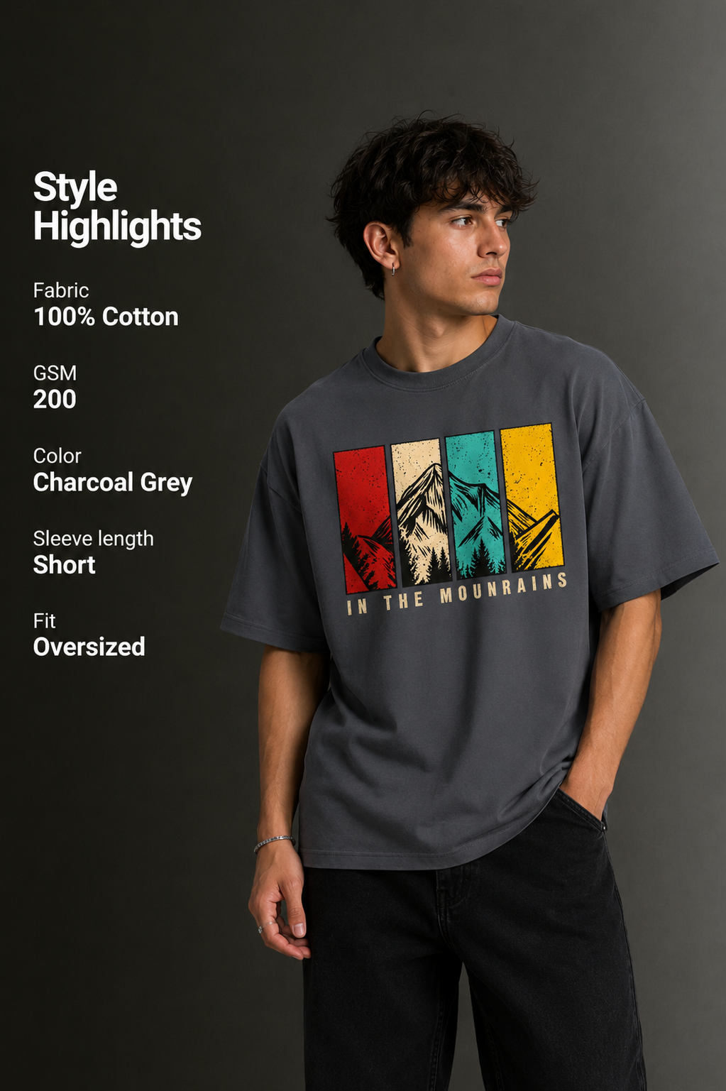 Men's Drop Shoulder Front Printed T-Shirt | Graphic Tee | OUTPUFF