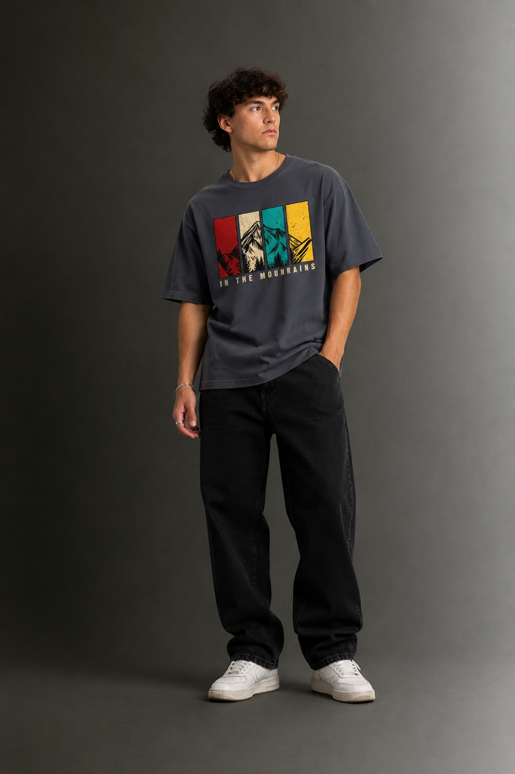 Men's Drop Shoulder Front Printed T-Shirt | Graphic Tee | OUTPUFF