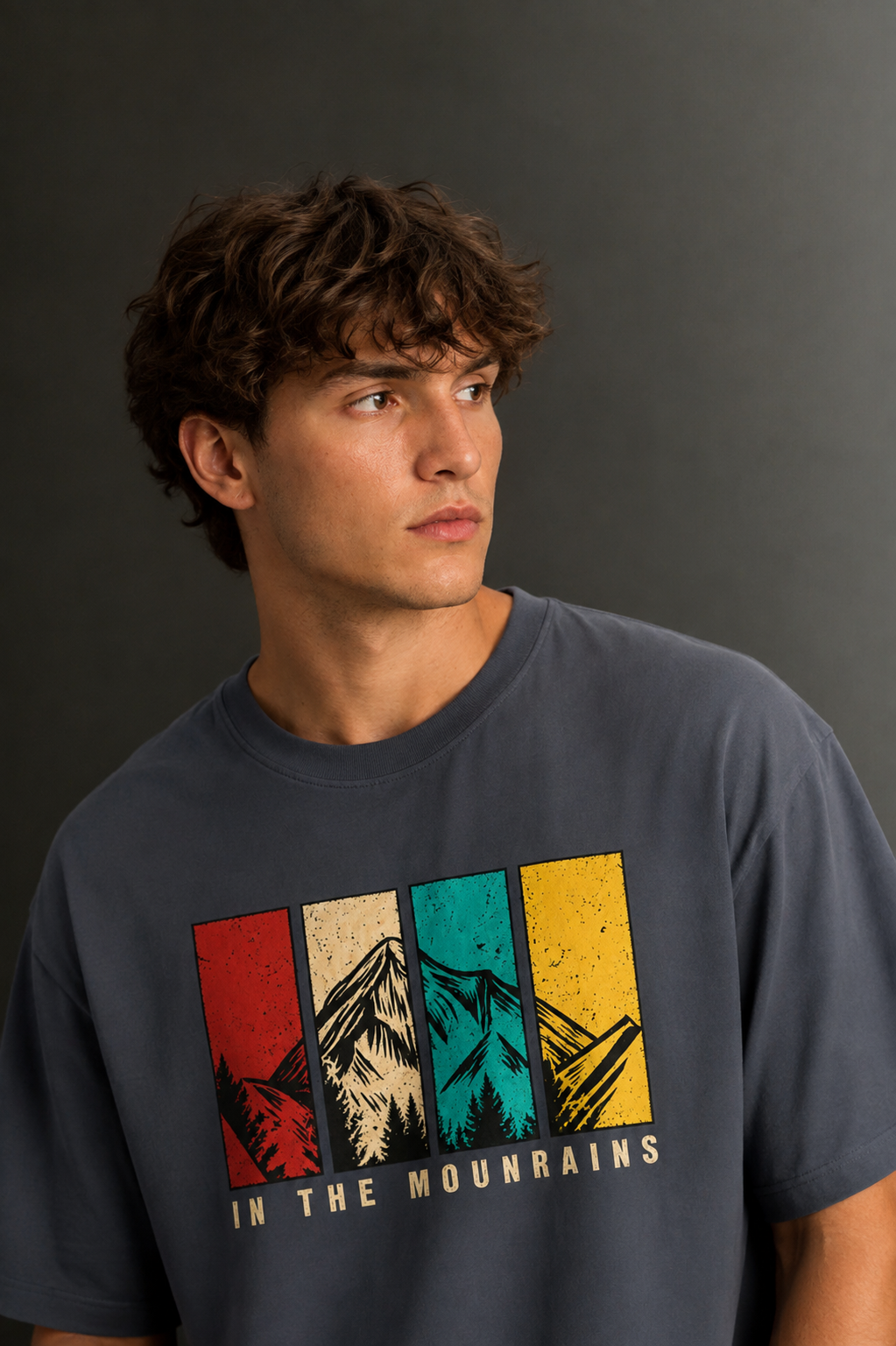 Men's Drop Shoulder Front Printed T-Shirt | Graphic Tee | OUTPUFF