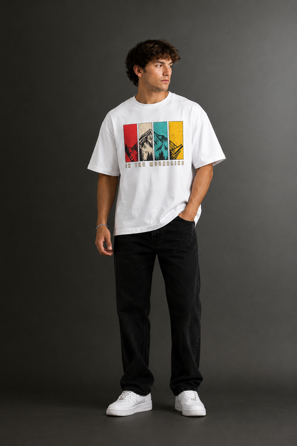 Men's Drop Shoulder Front Printed T-Shirt | Graphic Tee | OUTPUFF