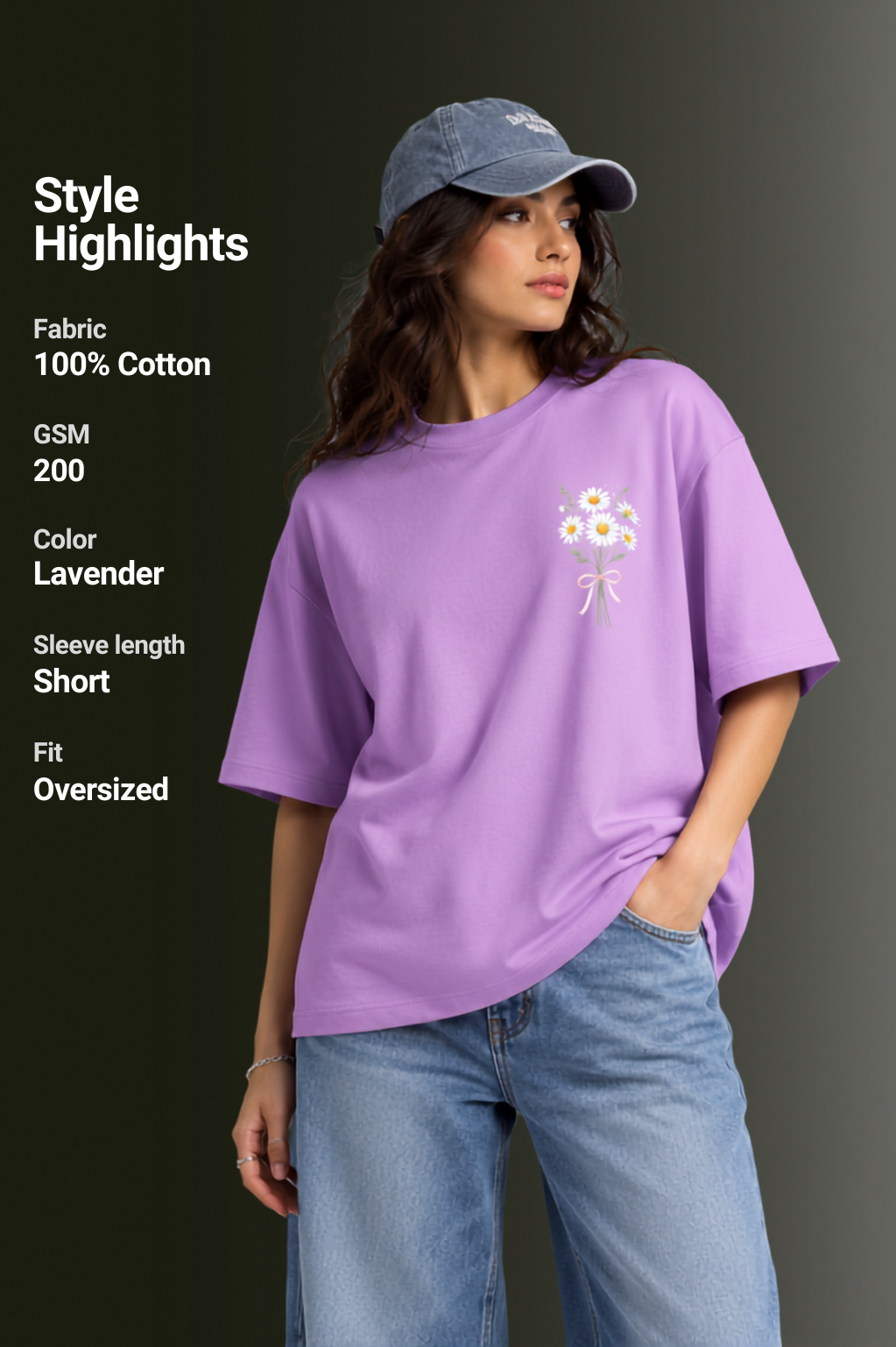 Women's Front & Back Printed Drop Shoulder T-Shirt | OUTPUFF