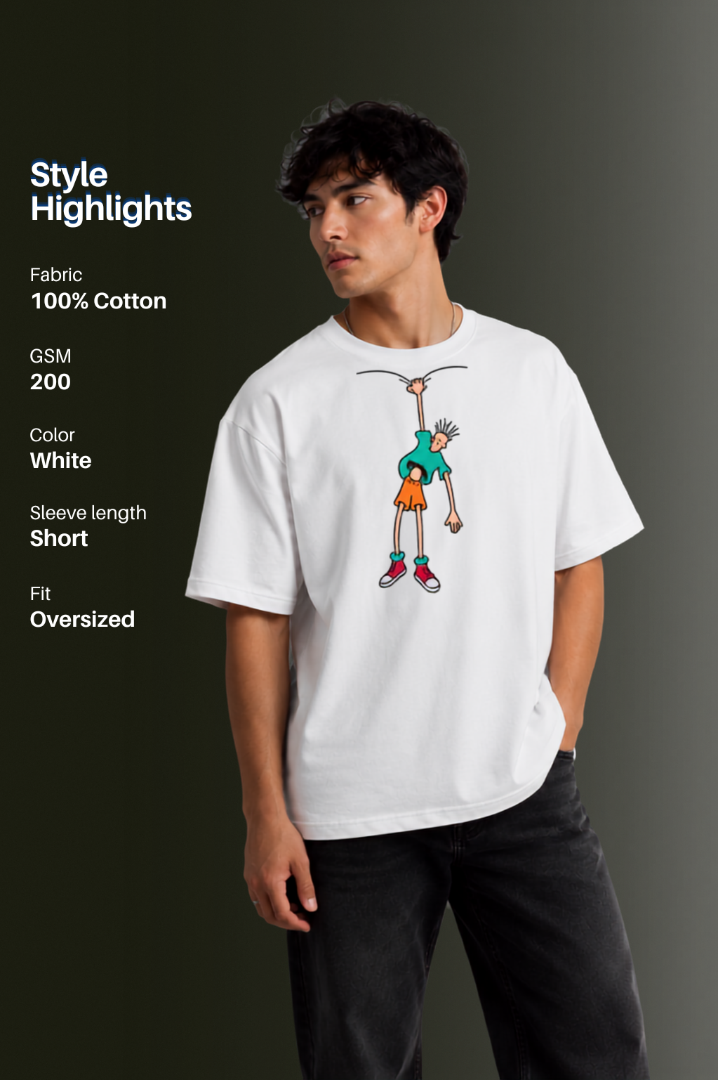 Men's Drop Shoulder Front Printed T-Shirt | Graphic Tee | OUTPUFF