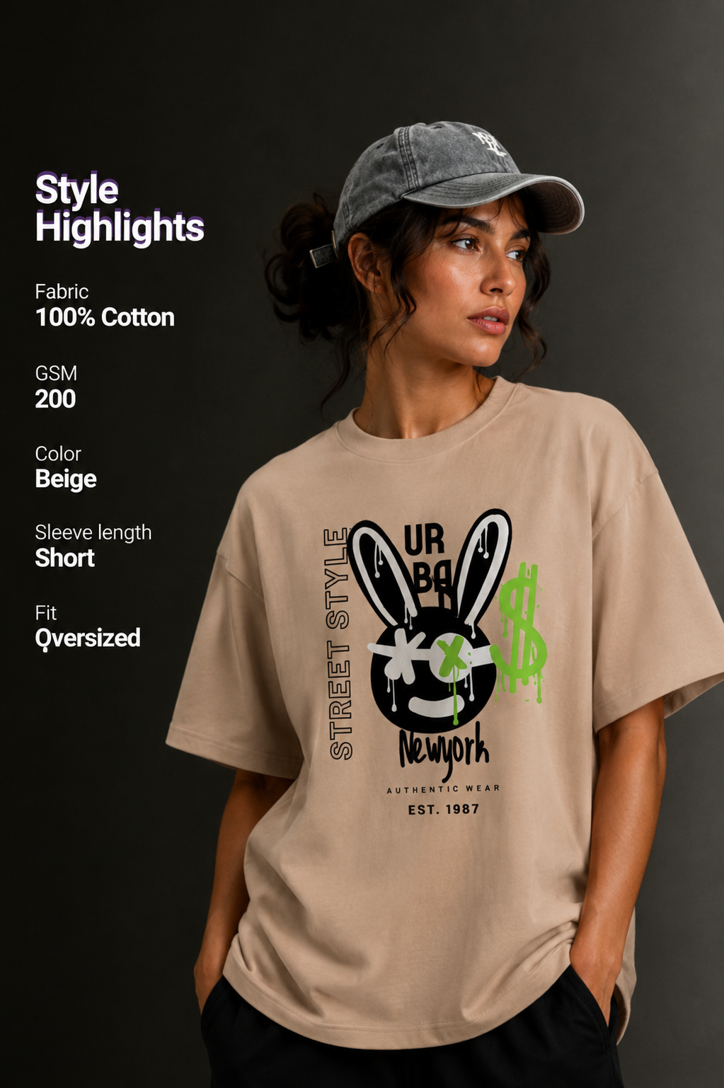 Women Drop Shoulder Front Printed T-Shirt | OUTPUFF