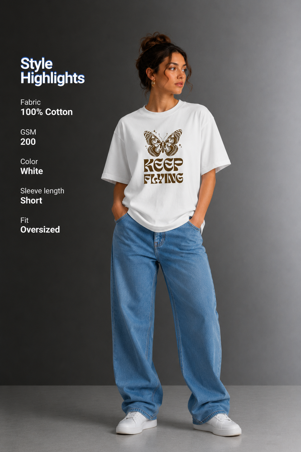Women Drop Shoulder Front Printed T-Shirt | OUTPUFF