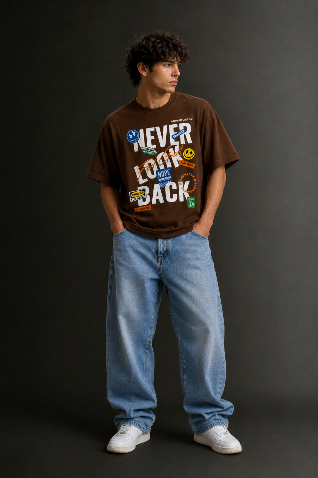 Men's Drop Shoulder Front Printed T-Shirt | Graphic Tee | OUTPUFF
