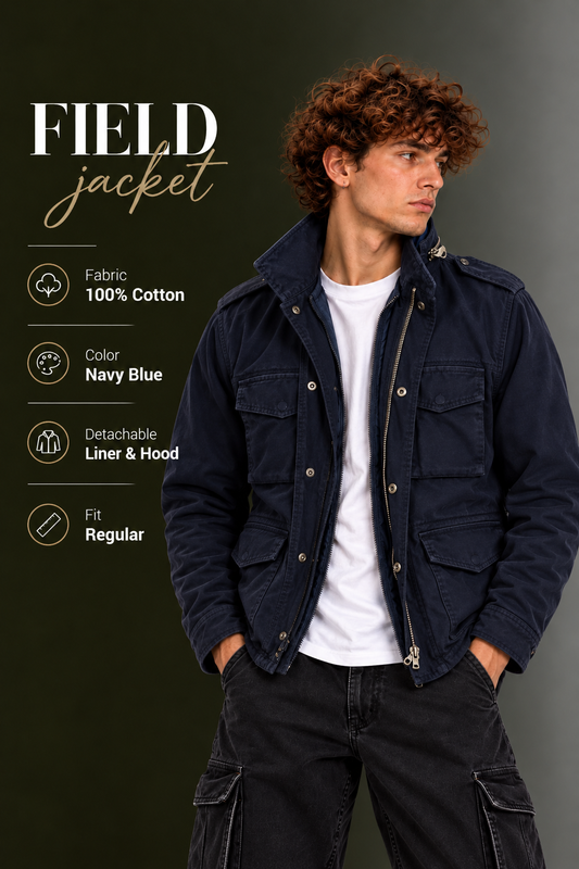 OUTPUFF Men’s Cotton-Blend Field Jacket with Removable Quilted Liner