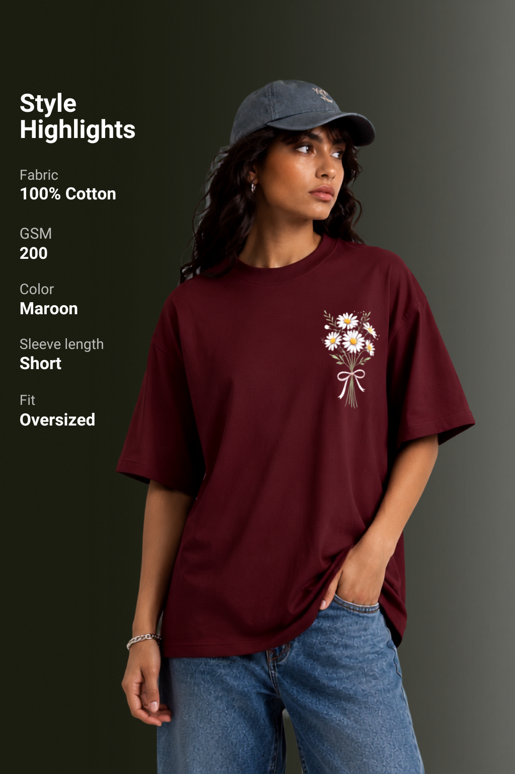 Women's Front & Back Printed Drop Shoulder T-Shirt | OUTPUFF