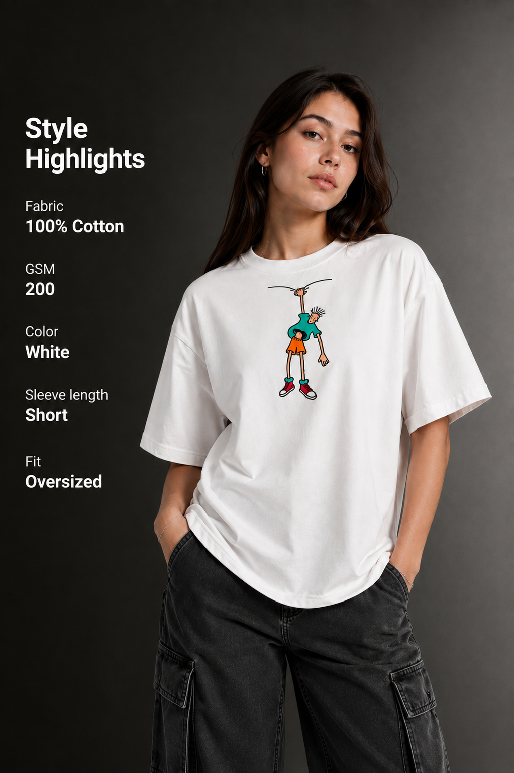 Women Drop Shoulder Front Printed T-Shirt | OUTPUFF