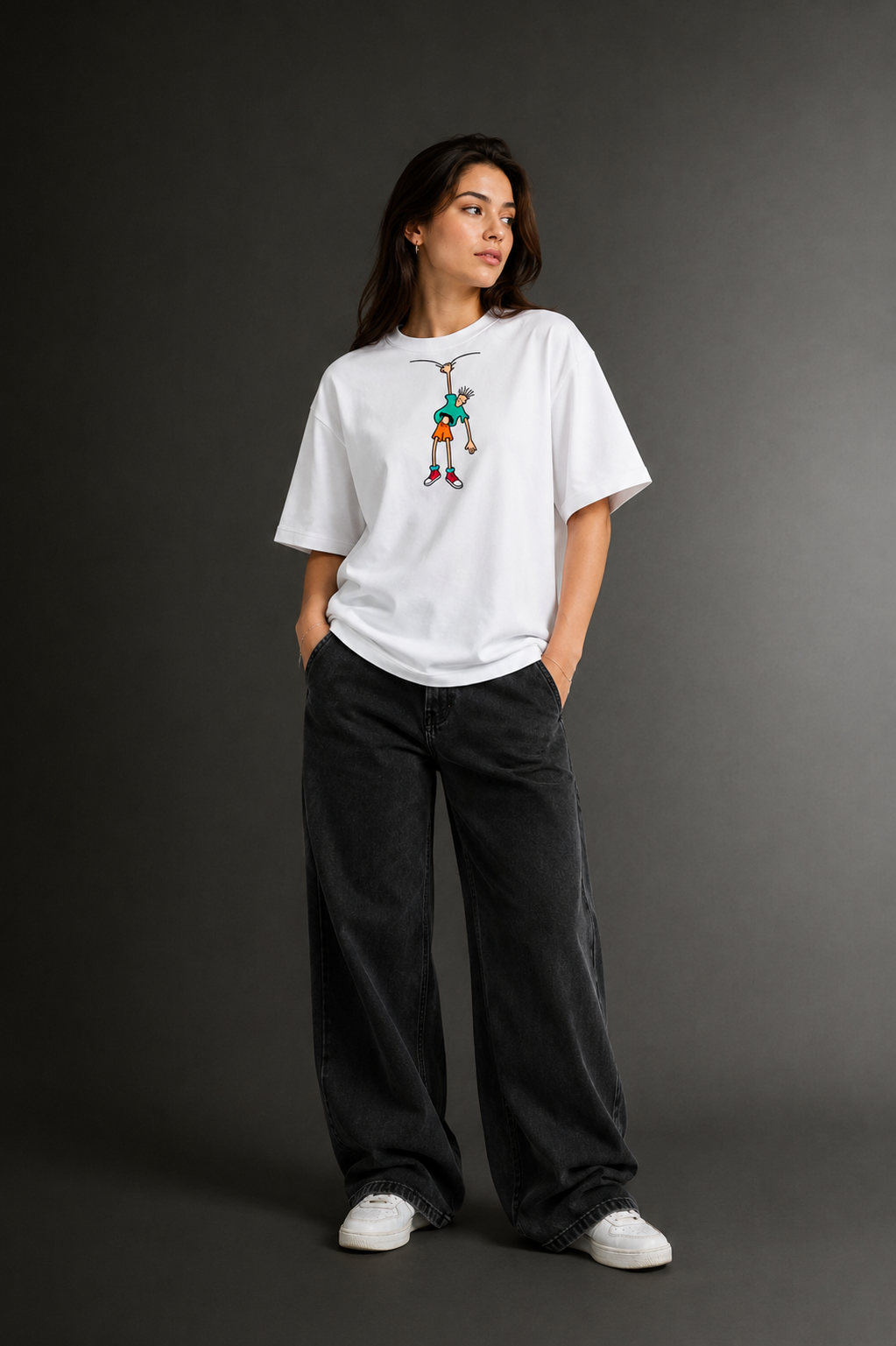 Women Drop Shoulder Front Printed T-Shirt | OUTPUFF