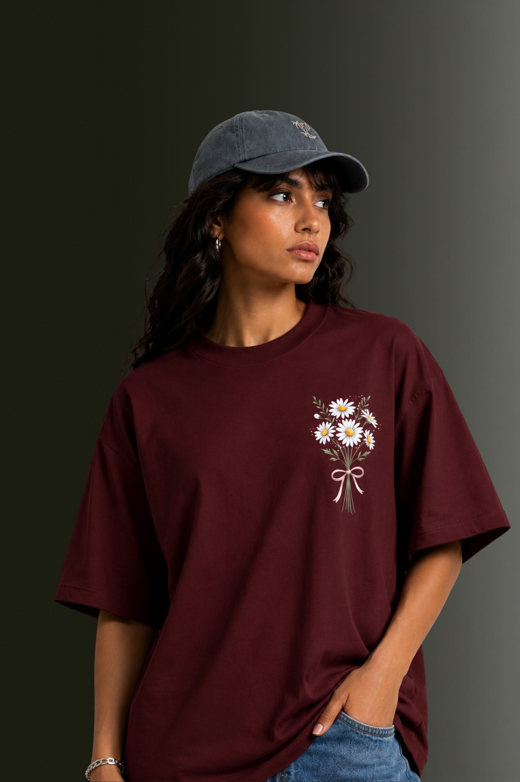 Women's Front & Back Printed Drop Shoulder T-Shirt | OUTPUFF