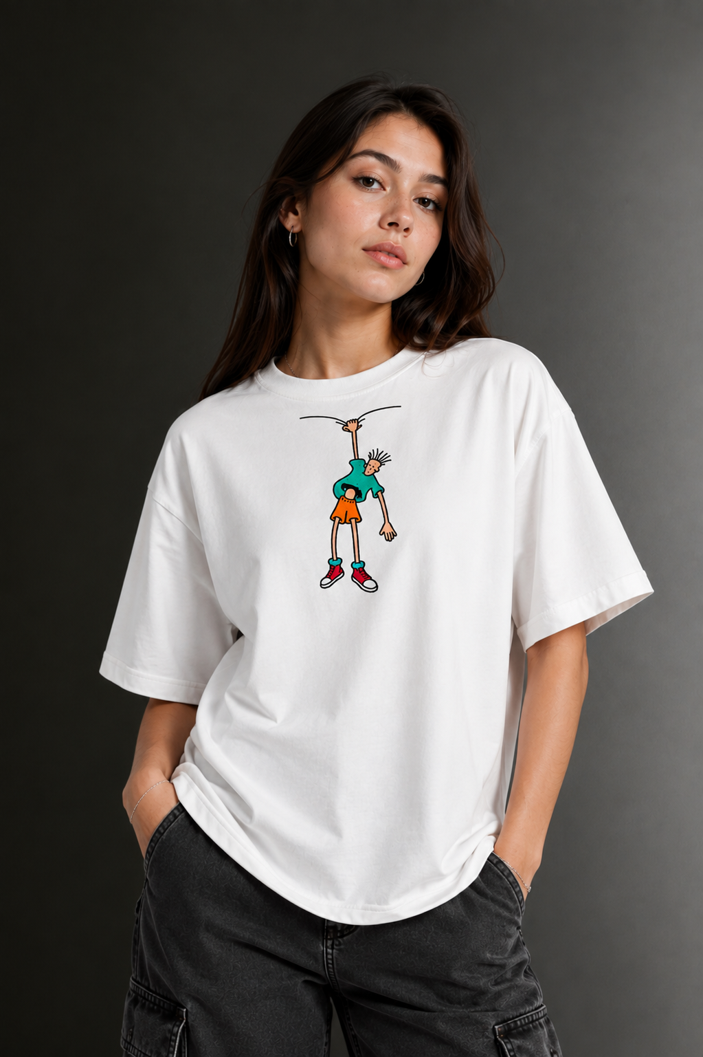 Women Drop Shoulder Front Printed T-Shirt | OUTPUFF