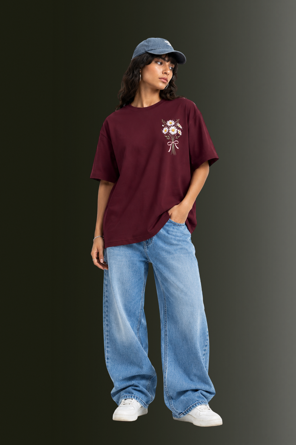 Women's Front & Back Printed Drop Shoulder T-Shirt | OUTPUFF