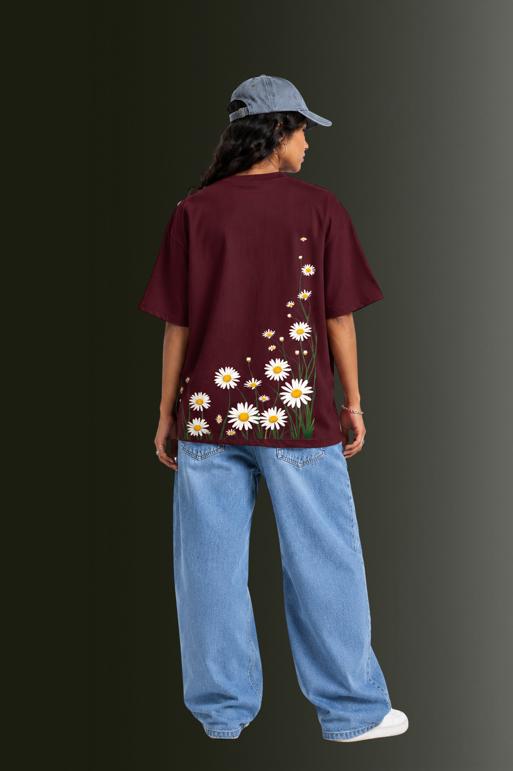 Women's Front & Back Printed Drop Shoulder T-Shirt | OUTPUFF
